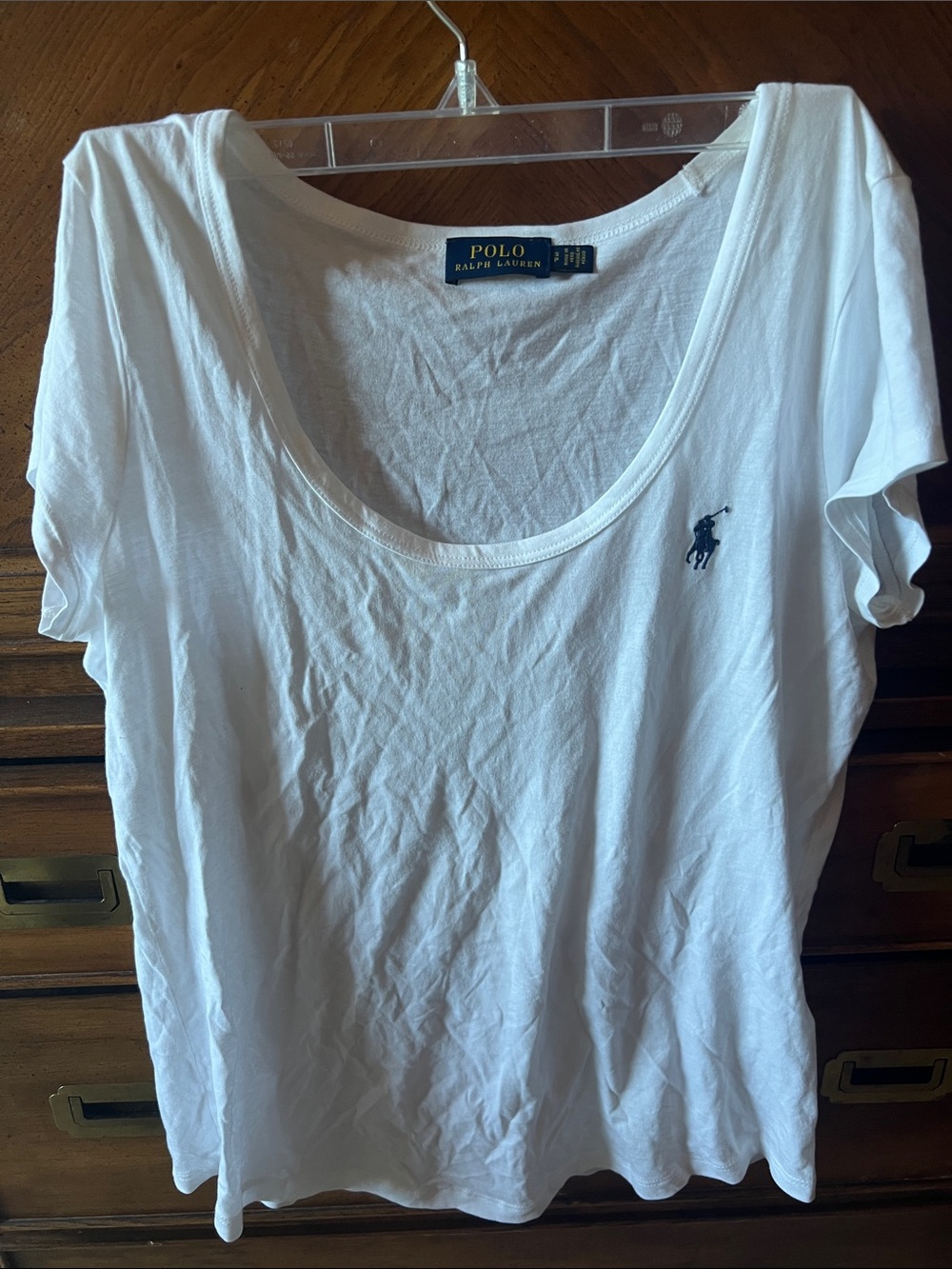Polo by Ralph Lauren White Scoop Neck Tee with Navy Pony